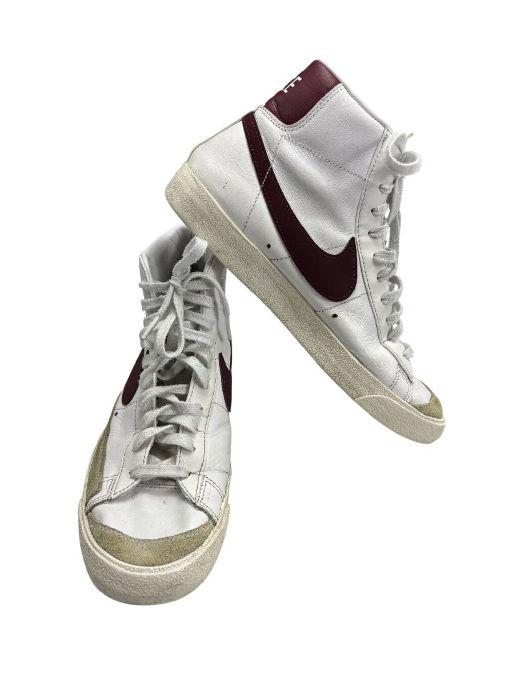 Nike Blazer Mid 77 Vintage Mens High-Top Sneakers White & Burgundy Size 9